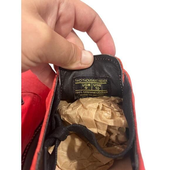 Two Thousand Never Red Leather Loafer Style Shoes Vibram Sole Mens 9 Womens 10 - Picture 6 of 8